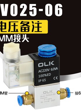 电磁阀2V025-06二位二通08常闭常开2P025塑料阀气泵空压机排气阀