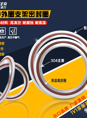 316L/304不锈钢ISO法兰真空中心支架铝外圈环氟胶垫圈ISO63 80100