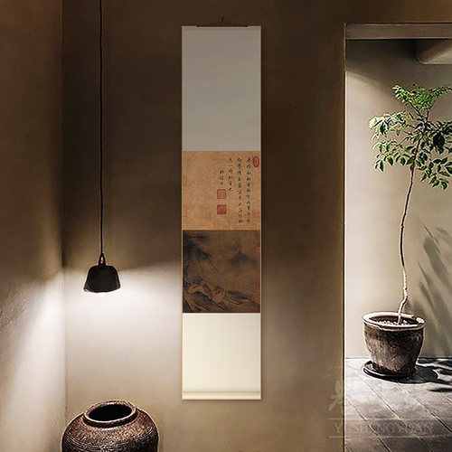 玄关过道新中式复古字画卷轴挂画