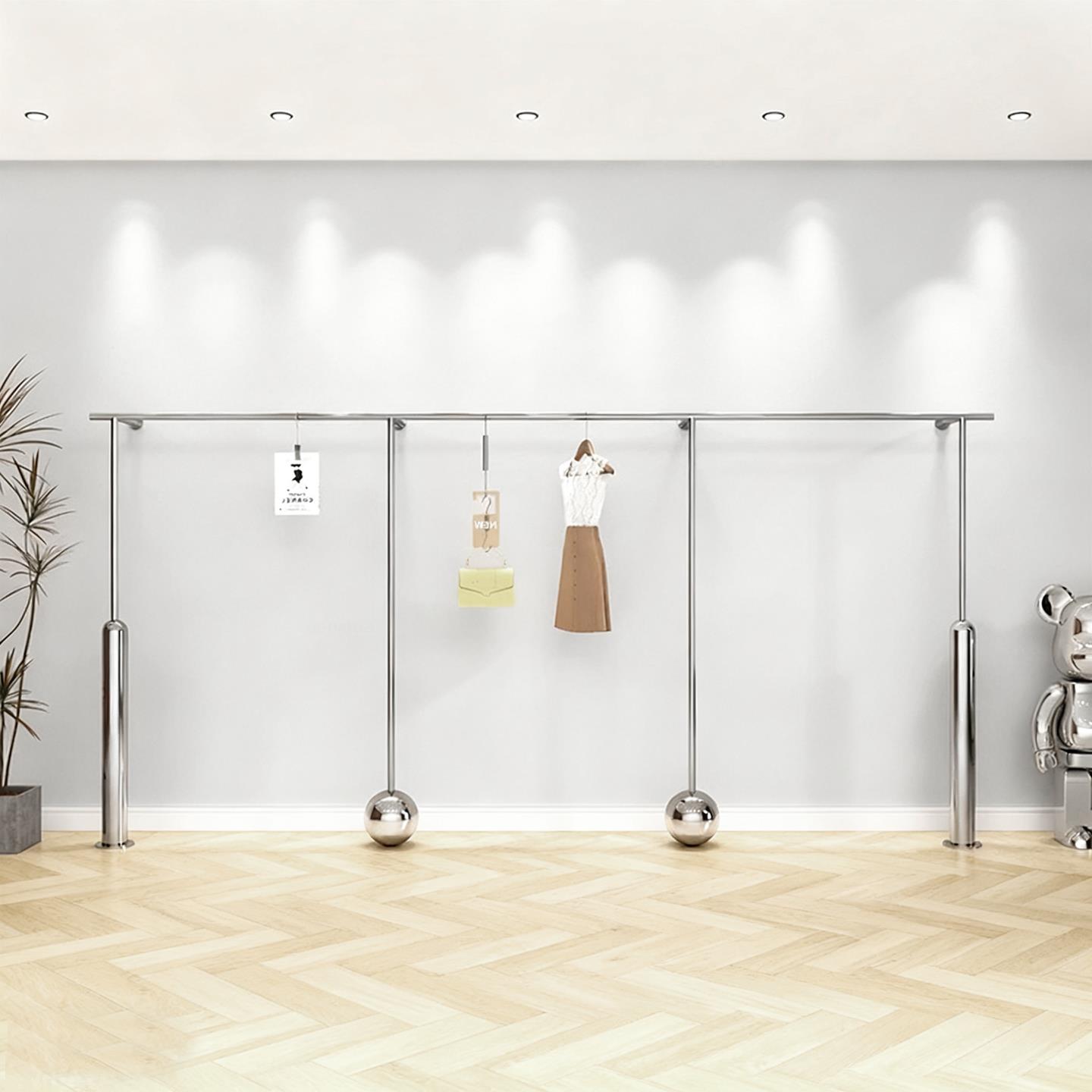 服装店展示架上墙壁挂式不锈钢童装创意挂衣架货架女装店铺陈列架