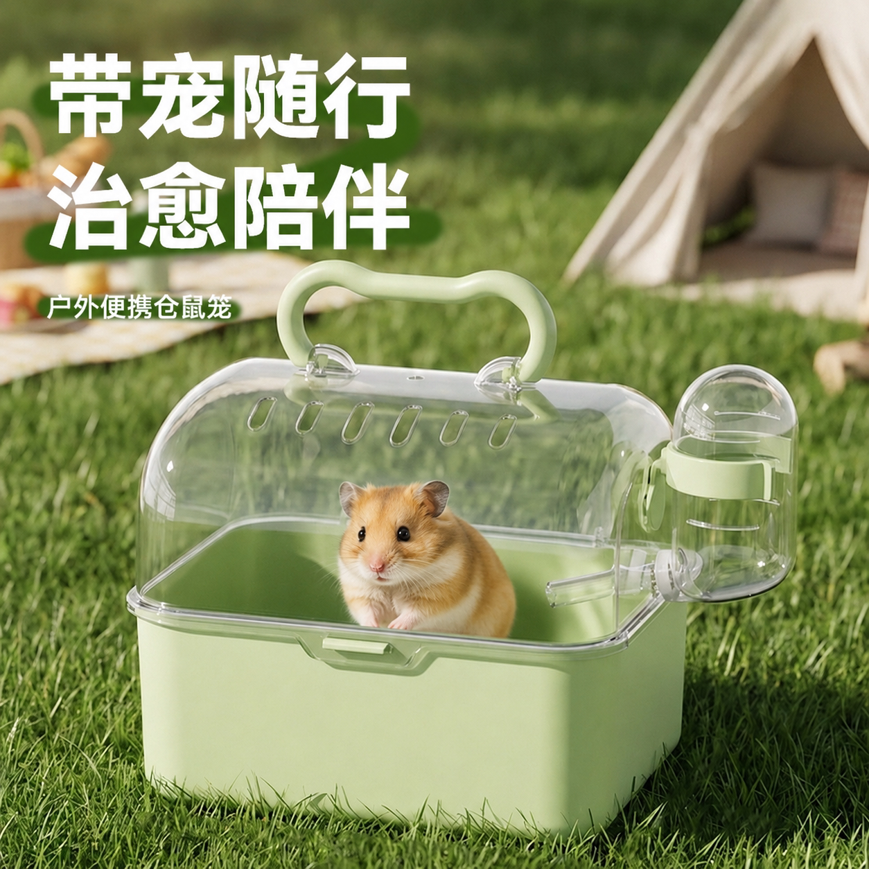 仓鼠笼子亚克力便携外带笼金丝熊花枝鼠小宠手提透明便携外出笼子