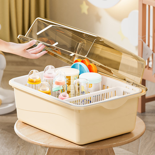 婴儿辅食收纳柜宝宝奶瓶专用防尘收纳箱餐具碗碟盘沥水碗柜储物柜