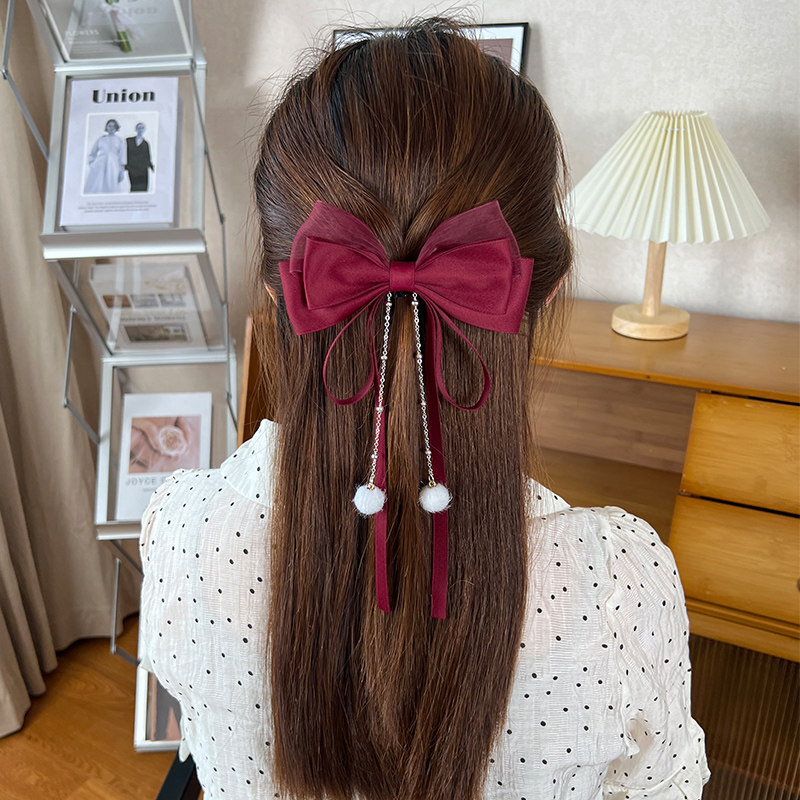 法式复古飘带蝴蝶结流苏蕾丝发夹女后脑勺半扎发甜美风弹簧夹头饰,饰品/流行首饰/时尚饰品新,发饰,淘宝优惠券,粉丝福利购,淘宝优惠卷