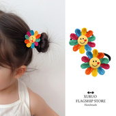 彩色小太阳花宝宝儿童彩色可爱高弹力皮筋发圈发绳不伤发小号头绳