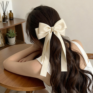 蝴蝶结飘带发夹高颜值低马尾半扎发夹甜美公主风弹簧夹鸭嘴夹发饰