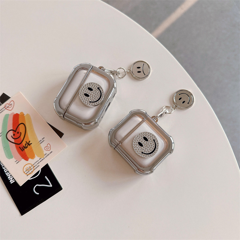 苹果airpodspro耳机壳适用AirPods pro2蓝牙耳机保护套个性电镀笑脸pods1/2软盒男女创意硅胶airpods3全包pro