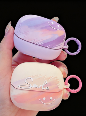 适用倍思mc1pro保护壳2025新款倍思XC1耳机套紫色笑脸倍思m3s蓝牙耳机套硅胶防摔ms2pro充电仓盒男女款外壳潮