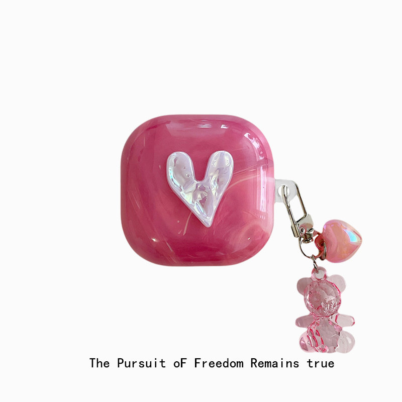 三星budslive耳机壳三星budspro蓝牙耳机保护套ins风粉红爱心buds2pro防摔budsfe外壳创意imd防摔pro壳潮适用