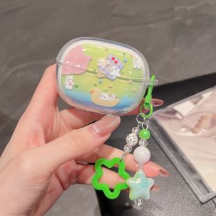 适用红米RedmiBuds8pro耳机壳新款小米buds8pro蓝牙耳机保护套创意透明buds6pro软壳女款立体星星挂链男5pro