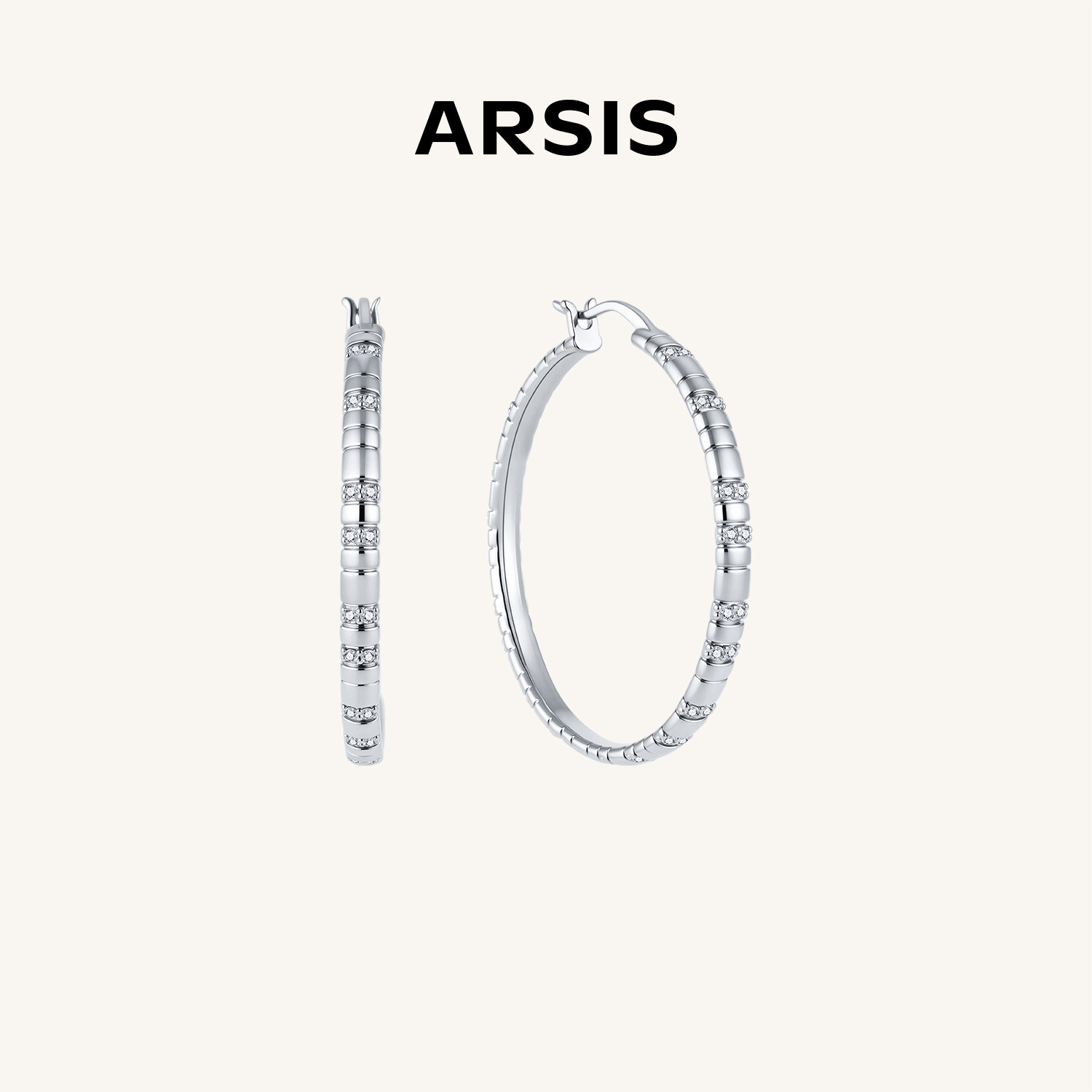 ARSIS轻奢蛇骨镶钻圆环耳环图片