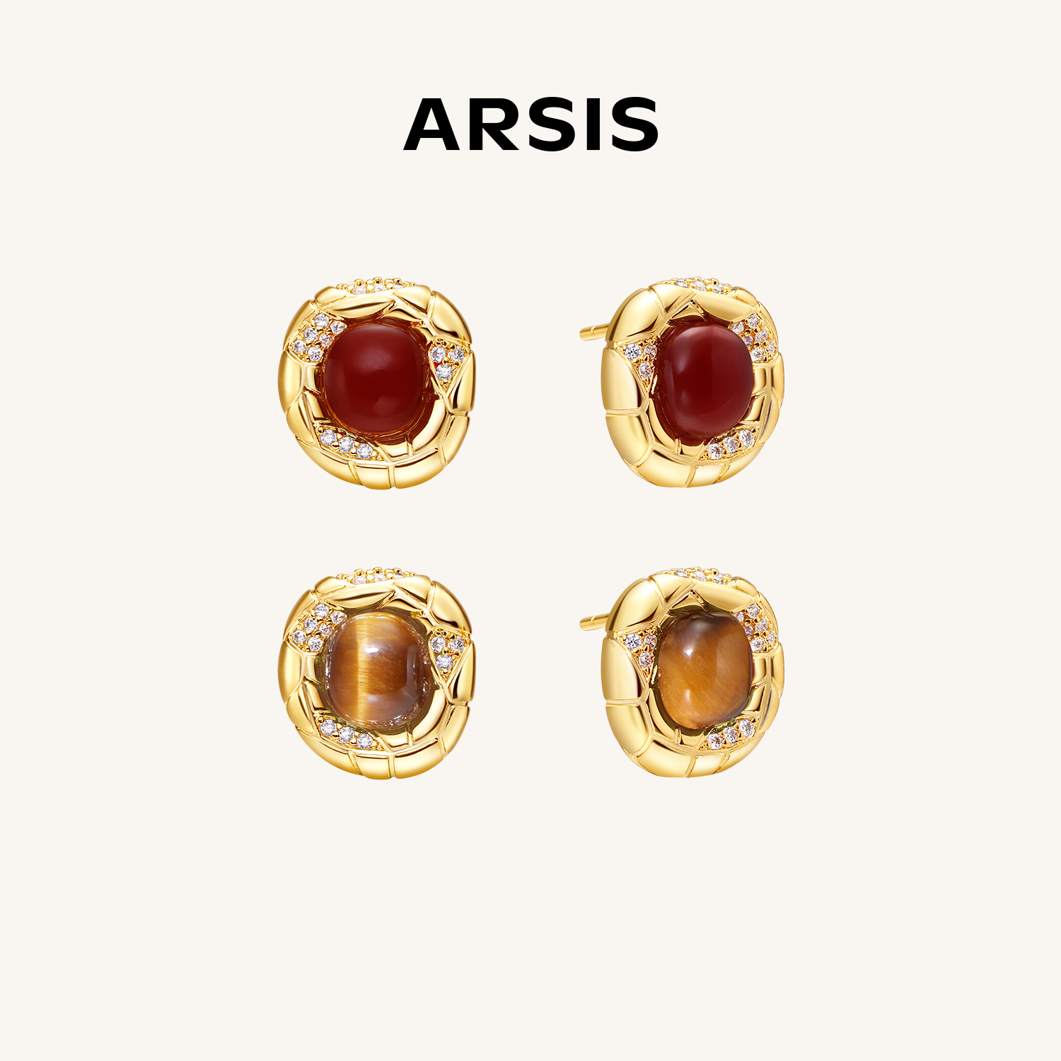 ARSIS蛇纹耳钉原创设计S925银