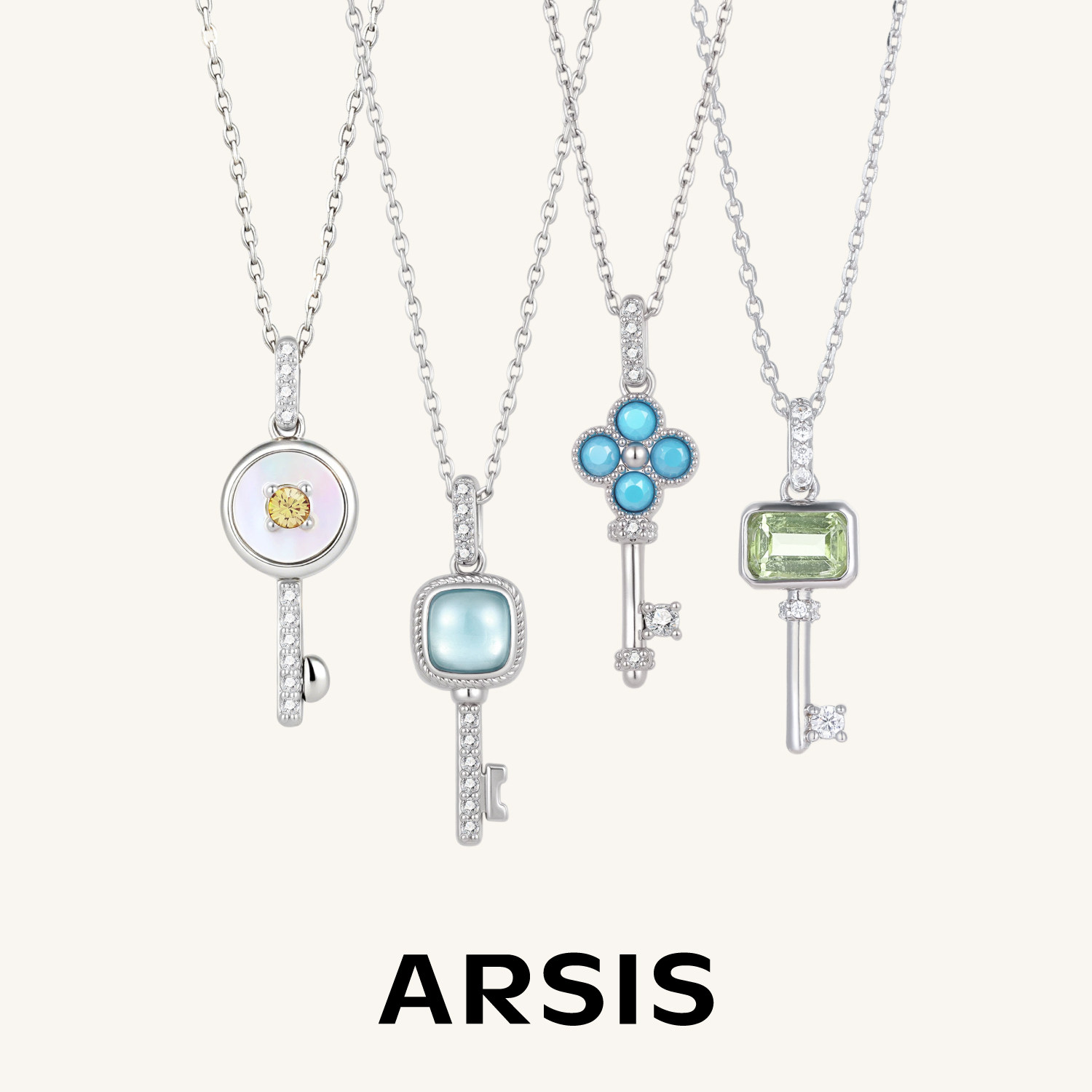 ARSIS印记生辰石守护钥匙项链