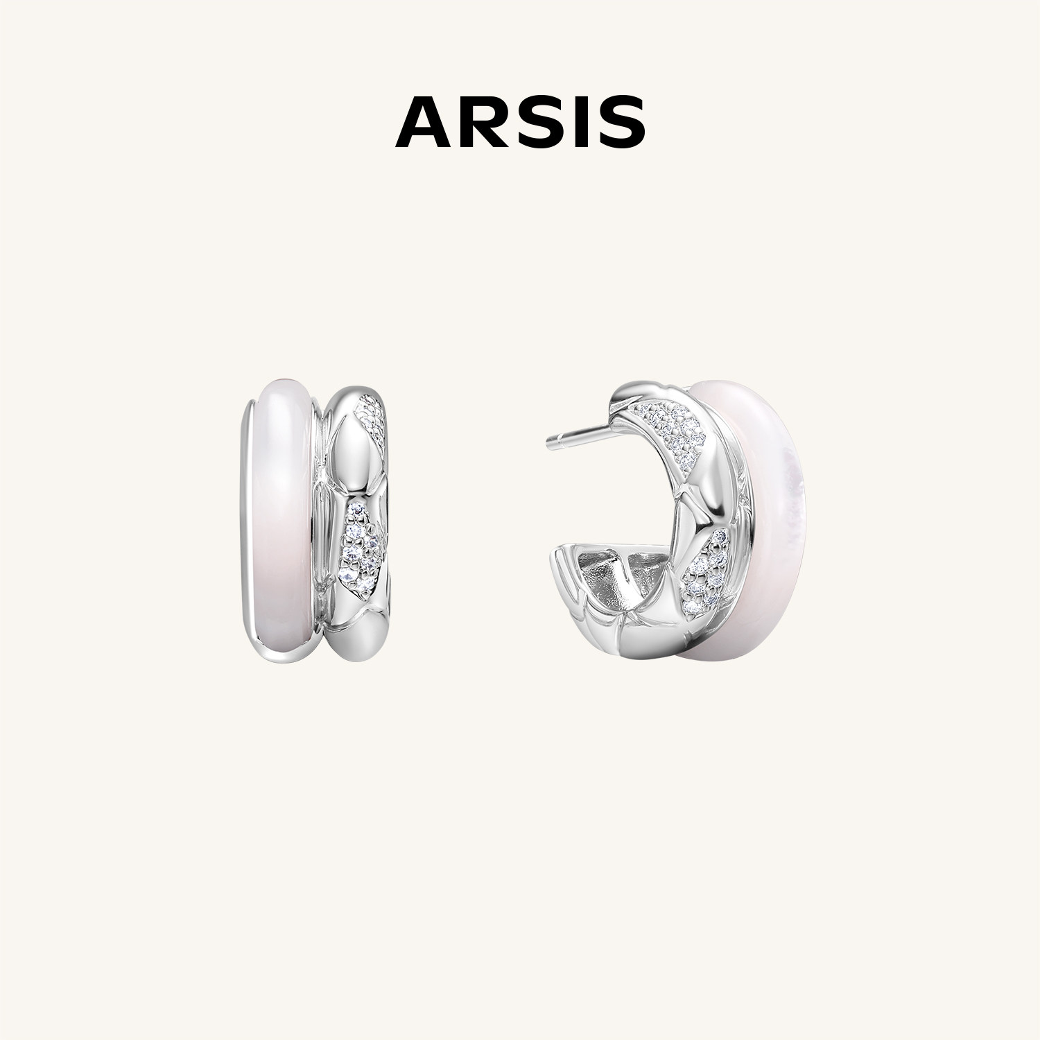 【明星同款】ARSIS鸿运耳圈耳钉新款耳饰气质耳环玛瑙原创设计女