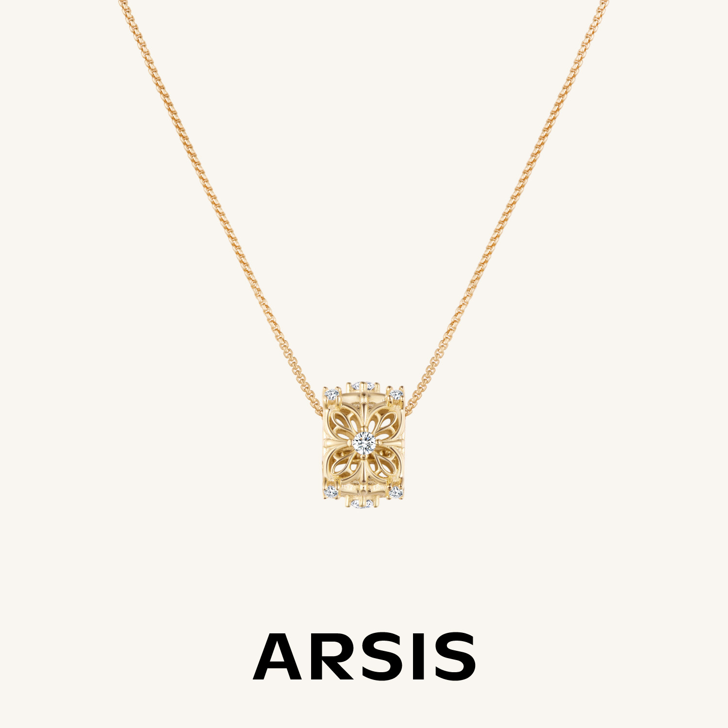 【新款】ARSIS纯真年代卷草纹四叶草吊坠锁骨链项链毛衣链高级感