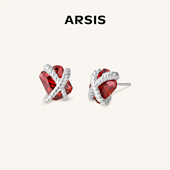 明星同款 ARSIS纯真年代方糖耳钉轻奢红色耳环耳饰礼物