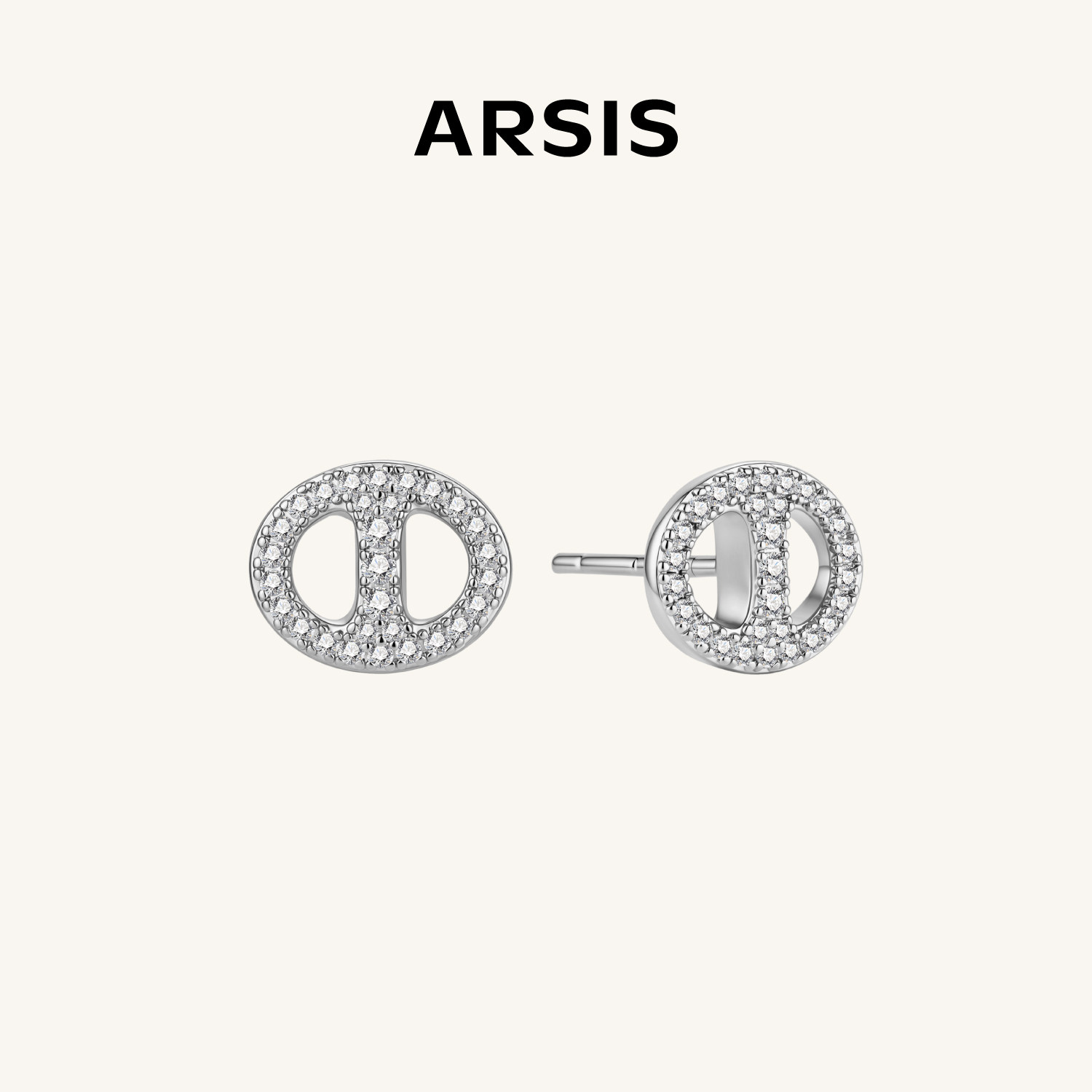 【明星同款】ARSIS自由搭配猪鼻子星光小耳钉镶钻耳饰耳环图片