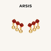 ARSIS新年系列鸿运红豆耳排耳钉红色本命年耳饰耳环高级礼物