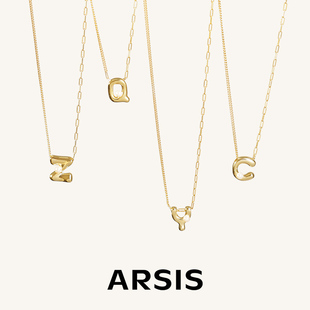 ARSIS印记字母吊坠项链纯银s925轻奢ab链小众精致高级感女新款