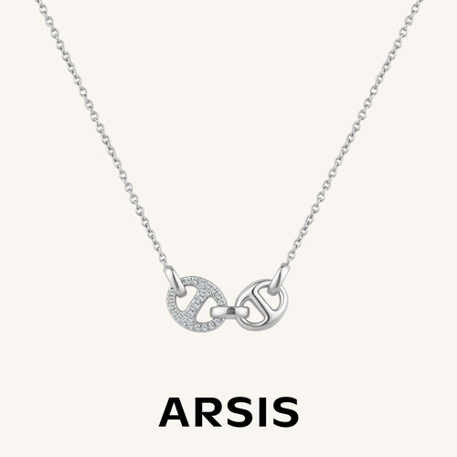 ARSIS猪鼻双环镶钻锁骨链