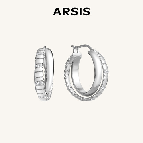 ARSIS自由搭配蛇骨双层耳圈轻奢