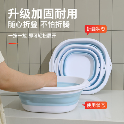 加厚可折叠脸盆宿舍学生洗衣便携式旅行大小号塑料洗脸盆子家用