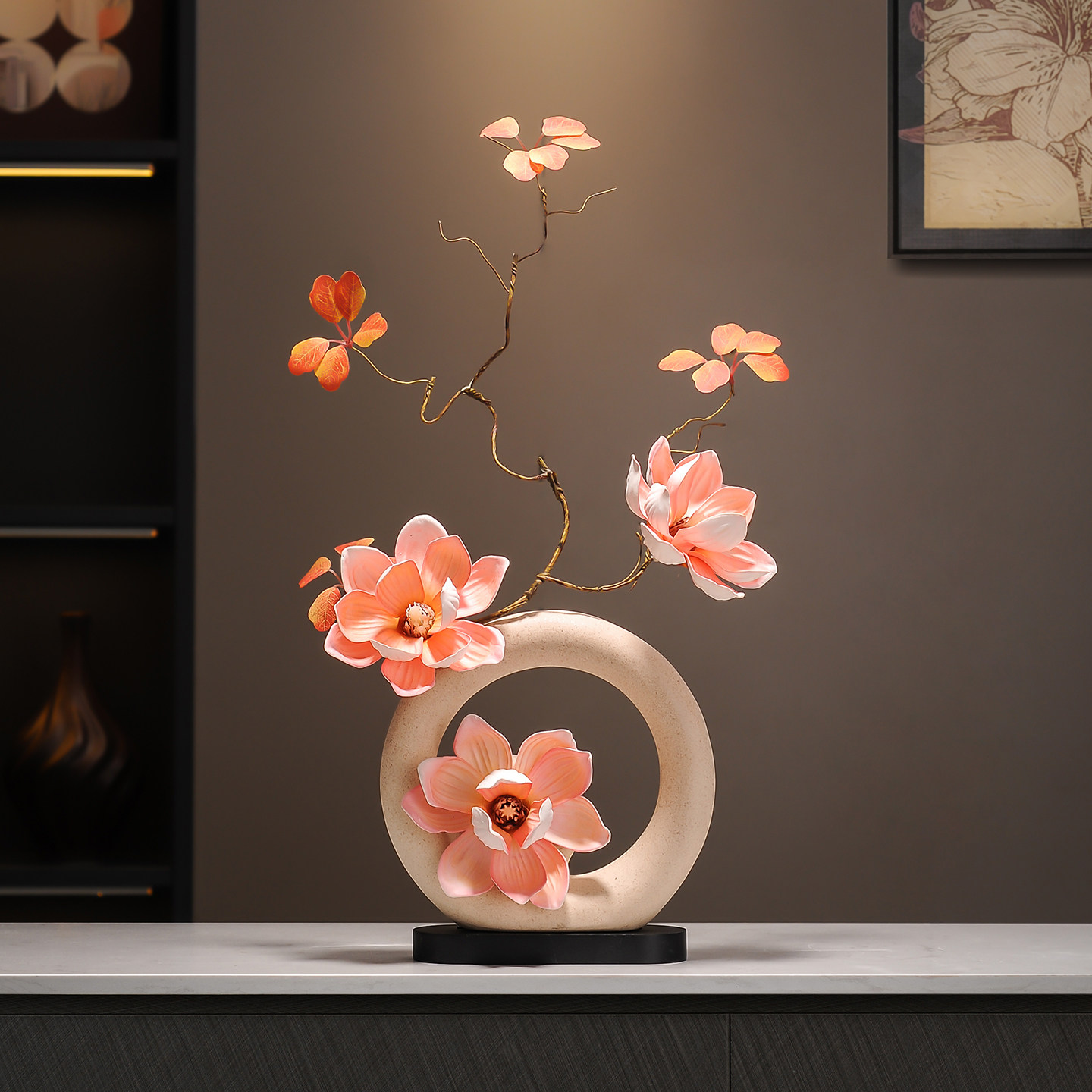 陶瓷花瓶轻奢极简风格高级感插花创意摆件玄关客厅电视柜乔迁礼物