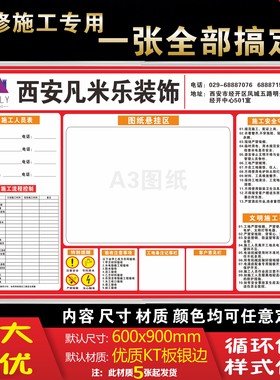 装修施工现场进度表标识牌