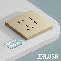 USB-разъем золотого цвета с пятью отверстиями.