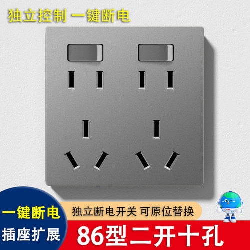 国际电工86型两开十孔开关插座
