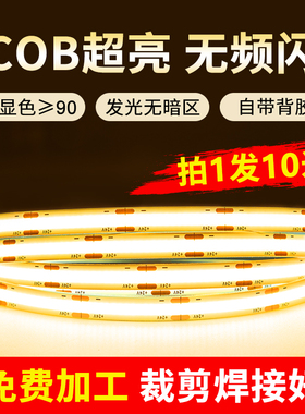 灯带led灯条家用粘贴超亮高显cob客厅氛围12V摆摊户外防水多色24V