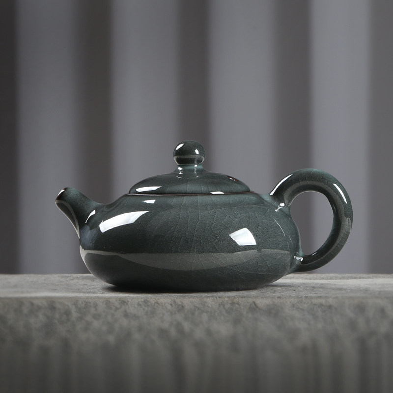 龙泉铁胎青瓷哥窑功夫茶具套组陶瓷茶壶单壶家用大号泡茶器小茶杯