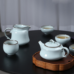 陶瓷大号家用客厅泡茶壶茶杯送礼 高端纯手工青瓷铁胎功夫茶具套装