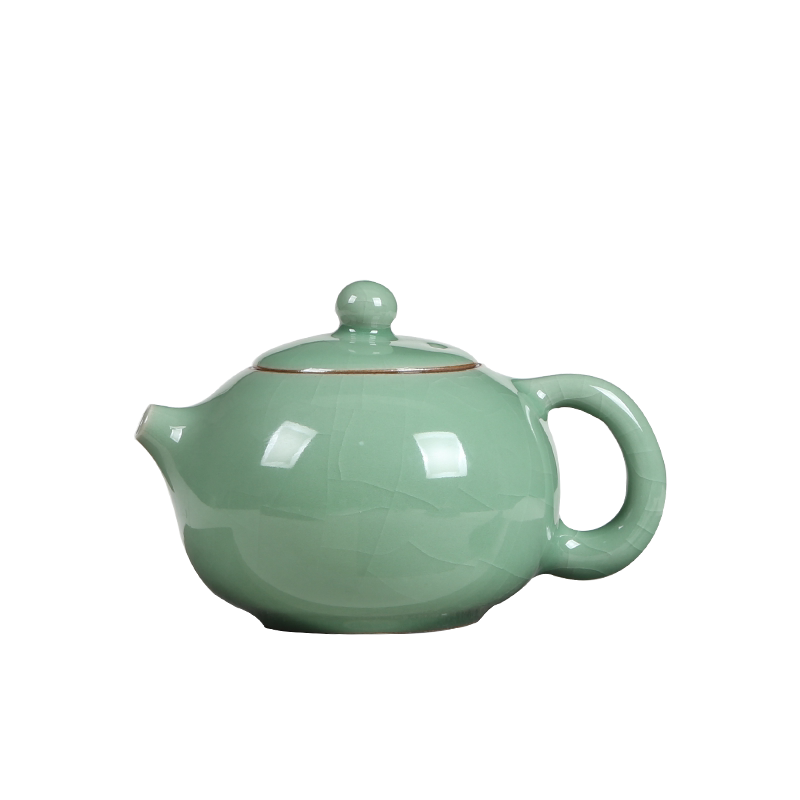 青瓷手工哥窑开片冰裂功夫茶具茶壶陶瓷家用大容量泡茶壶西施单壶