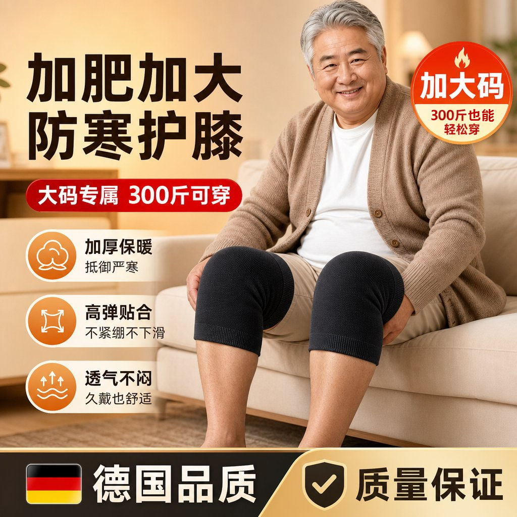 护膝加肥加大码男士保暖