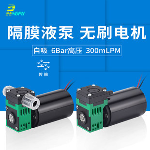 24V电动微小型隔膜液泵12V无刷自吸小水泵6bar高压液泵低脉动无油