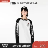 ITIB×LOST GENERAL дизайнерская совместная модель с принтом розы женская футболка с длинными рукавами и круглым вырезом универсальный универсальный