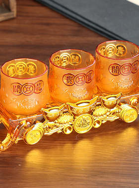 仿琉璃供酒杯水杯茶杯佛前财神爷祖先地主关公婚庆用品净水圣水杯