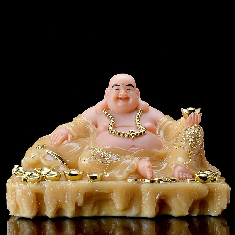 汉白玉玉大肚石雕弥勒佛像摆件