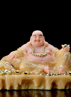 汉白玉玉大肚石雕弥勒佛像摆件