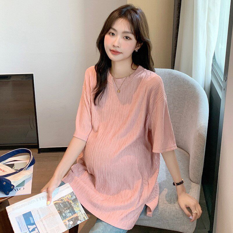 新品孕妇装夏装2025新t款短袖T恤夏季凉快宽松显瘦上衣中长款时尚