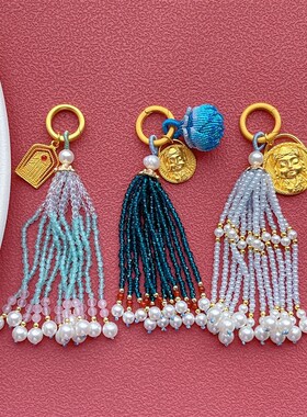 极速水晶流苏穗子挂n饰天然尖晶石切面爆闪可挂梳子发簪手持毛衣