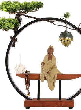 极速新中a式观音佛像禅意摆件玄关客厅陶瓷复古创意倒流香装饰品