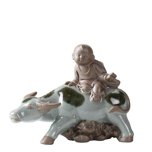 极速牧童骑牛童子创意摆件陶瓷鱼缸盆景造景微景观装X饰品人物搭