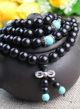 极速厂家直销黑檀手串108颗佛珠手链多层男P女多层紫光檀乌木饰品