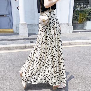 气质遮胯大摆长裙高腰a字裙 2025新款 新品 雪纺碎花e裙子半身裙夏季