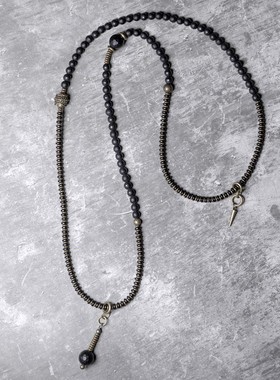 极速非鱼a之家复古黑玛瑙珠手链女项链两用 多圈毛衣链个性设计手