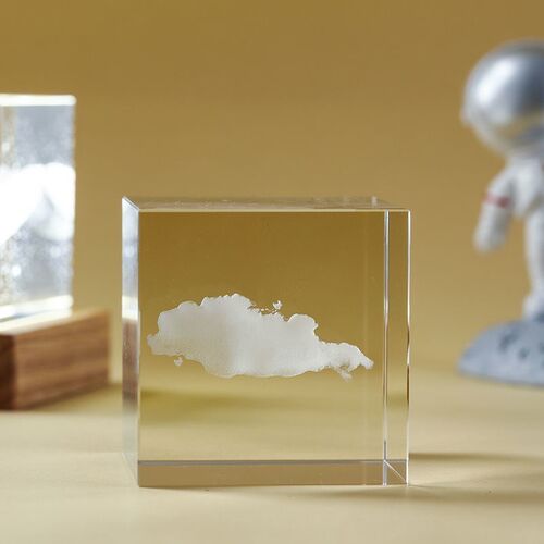 新品创意桌面日系天空月t地球水晶云朵立方鲸云摆件礼物送女友生
