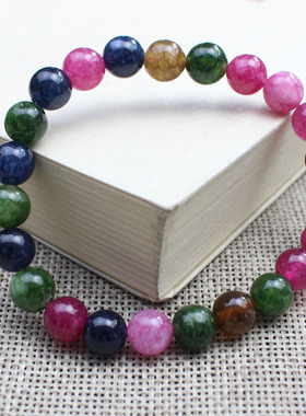 极速厂家直销碧玺玉髓手串水晶饰品单圈男女情侣手U链夏季清凉直