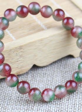 极速厂家直销红绿宝手链七彩玉西瓜碧玺男女手串饰品S礼物直销8-1