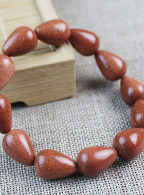 极速天然水晶手链金沙石个性水滴C珠手串男士女款情侣饰品金闪闪